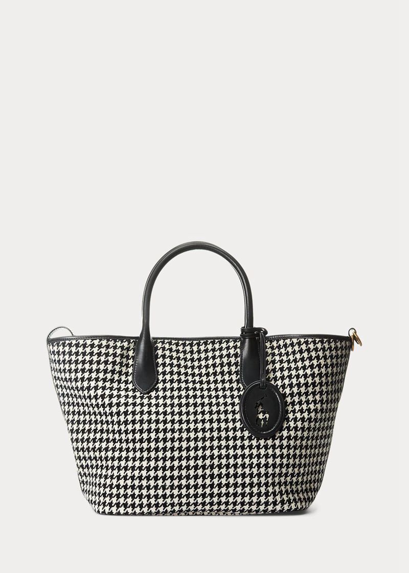 ポロ ラルフ ローレン バッグ レディース 黒 Houndstooth Medium Bellport トート ZDAFE4126